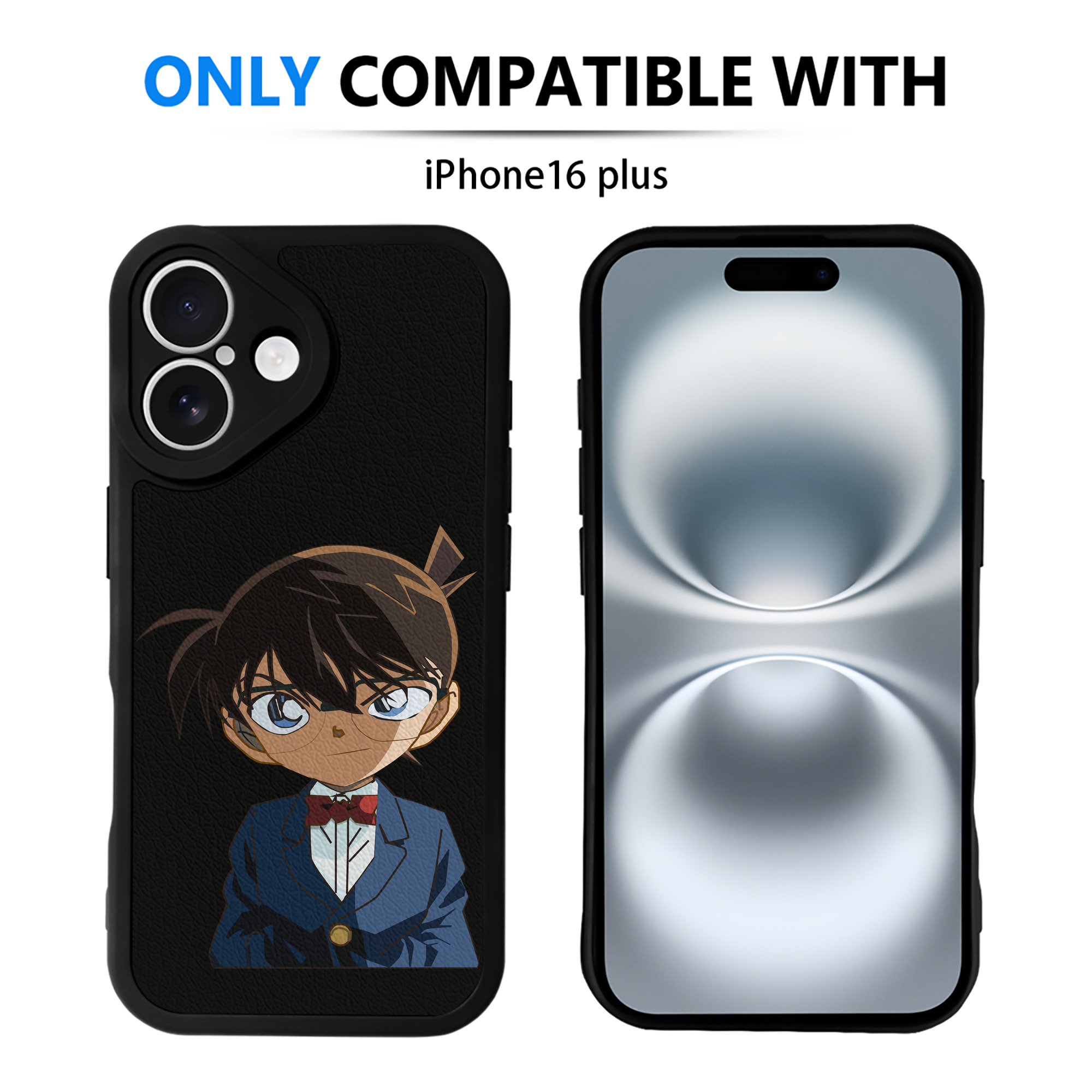 （画像用） 名探偵コナン 江戸川 コナン Detective Conan Conan Edogawa 【iPhone 16シリーズ対応】シリコンスマホケース（レザー調） 材質：シリコン